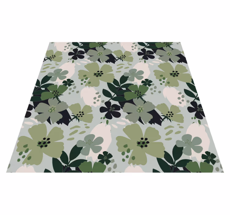 Floral vinyl carpet with green leaf floral pattern - TenStickers