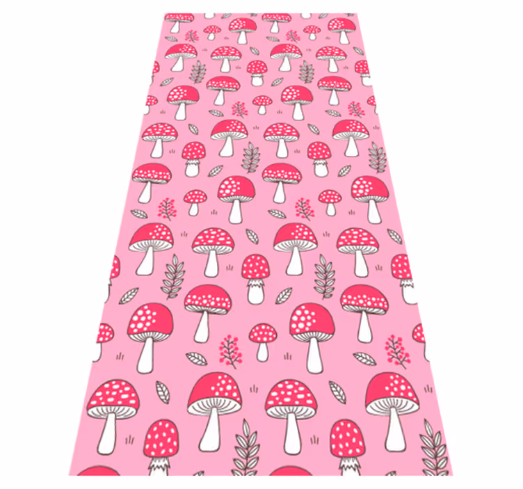 Floral vinyl carpet classical pink mushrooms - TenStickers