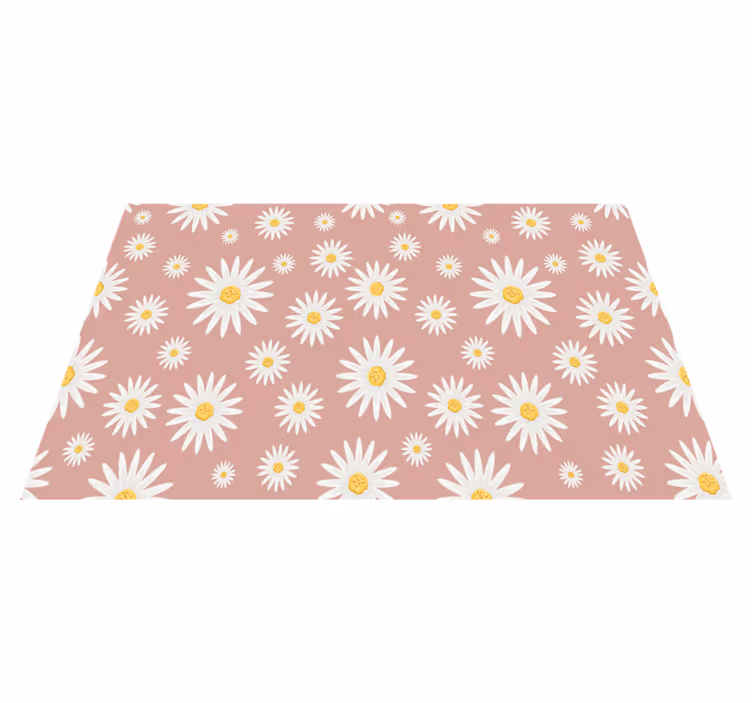 Cute pink daisy pattern floral vinyl carpet - TenStickers