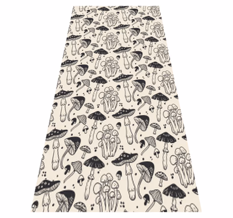 Floral vinyl carpet with black mushroom drawing pattern - TenStickers