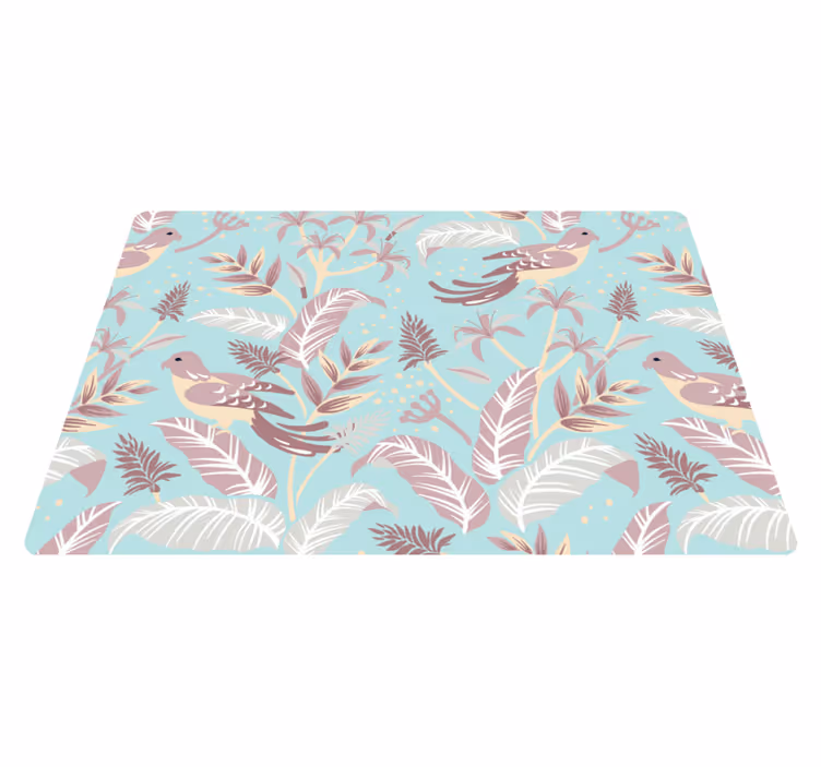 Floral vinyl carpet in blue and pink floral design - TenStickers