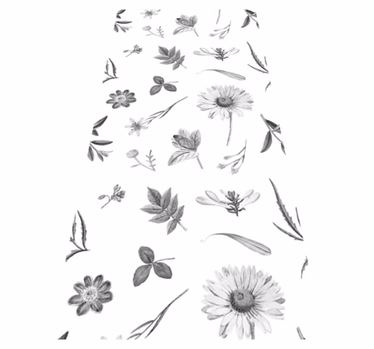 Floral vinyl carpet in gray spring flowers - TenStickers