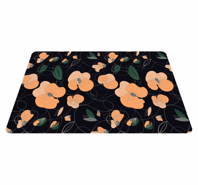 Floral vinyl carpet with dark vivid flora and fauna pattern - TenStickers