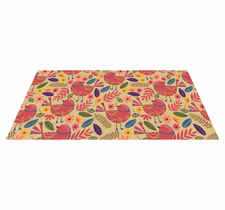 Floral vinyl carpet with colorful birds design - TenStickers