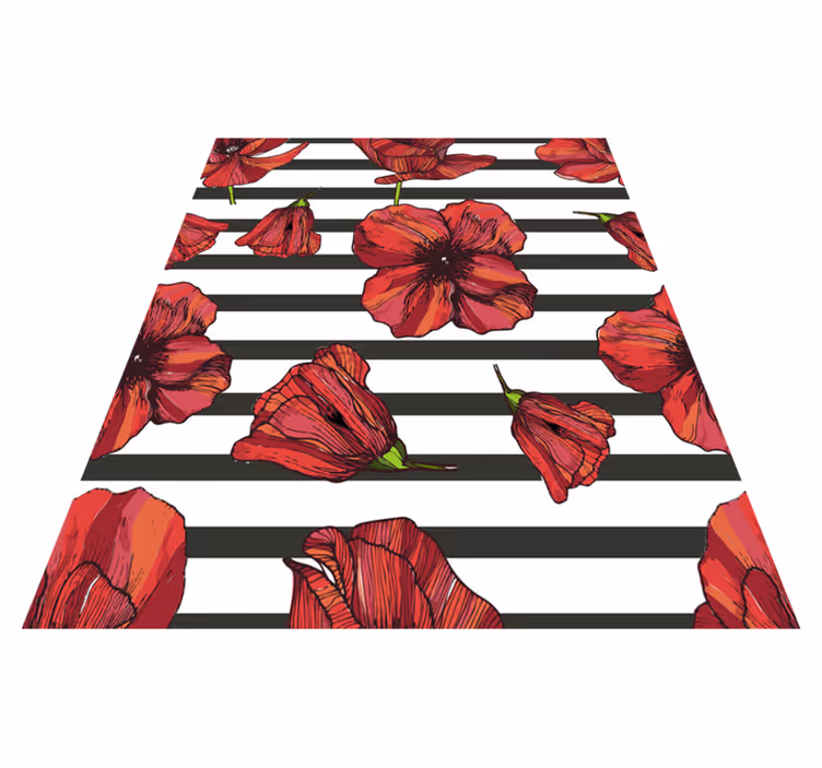 Floral vinyl carpet polish poppy flowers - TenStickers