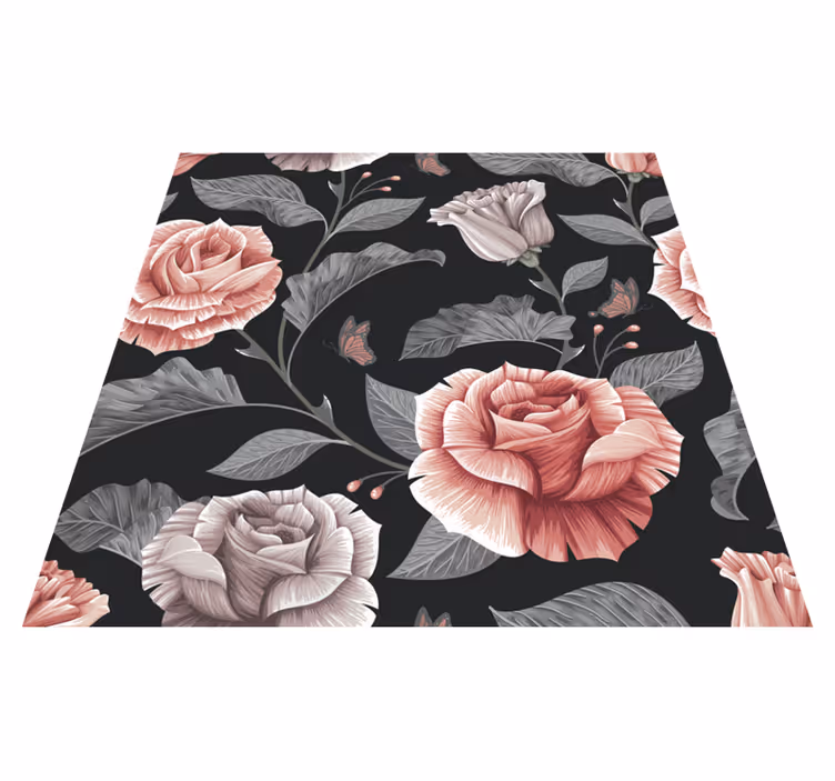 Floral vinyl carpet with roses design - TenStickers