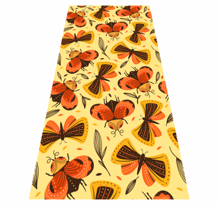 Floral vinyl carpet with butterfly on flower design - TenStickers