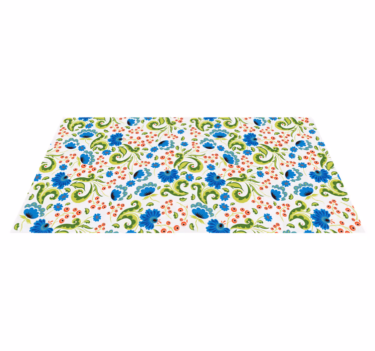 Floral vinyl carpet with green and blue flowers everywhere - TenStickers