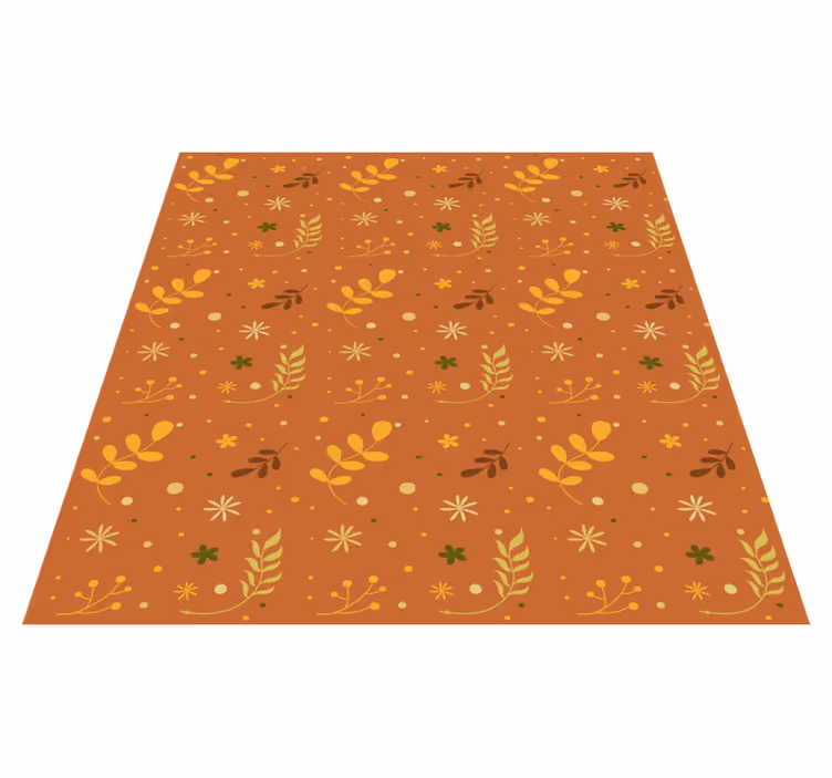 Floral vinyl carpet with orange leaf tones design - TenStickers