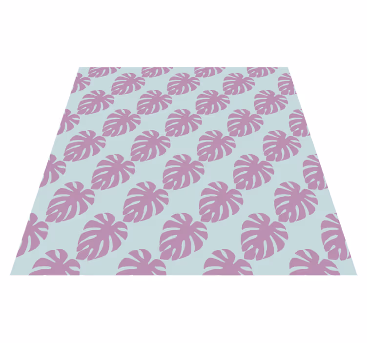Floral vinyl carpet with blue and pink leaf patterns - TenStickers