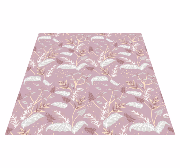 Floral vinyl carpet with vintage pink tropical leaves - TenStickers