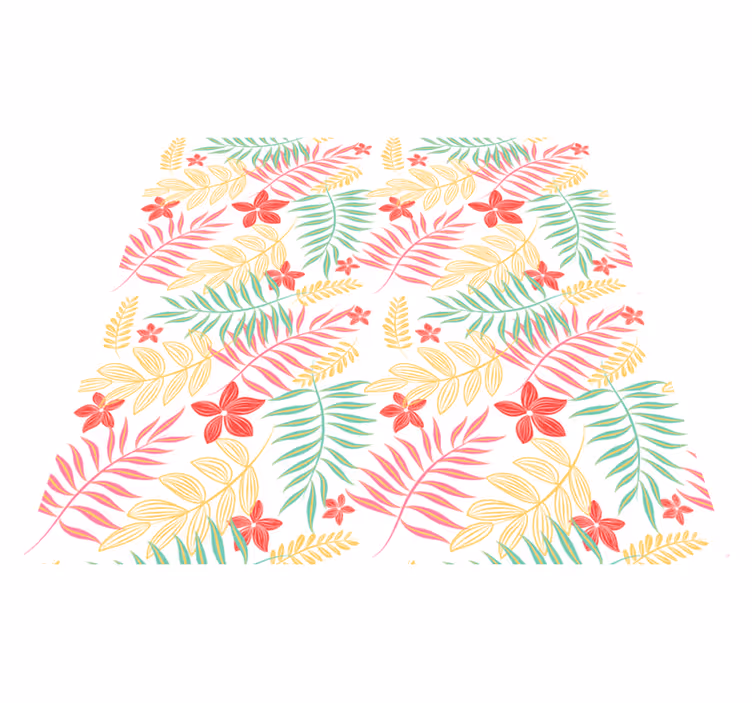 Floral vinyl carpet with neon leaves pattern - TenStickers