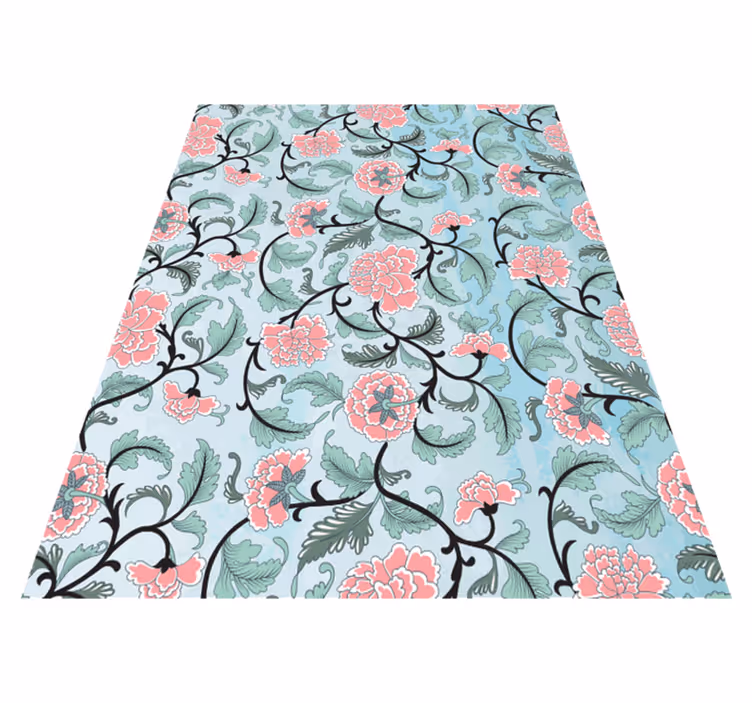 Floral vinyl carpet featuring japanese flowers design - TenStickers
