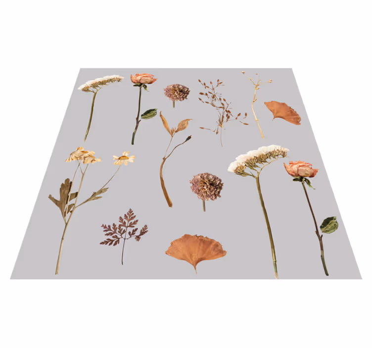 Flower rug with dried floral leaf design - TenStickers