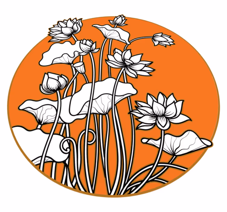 Floral vinyl carpet with japanese style lotus illustration - TenStickers
