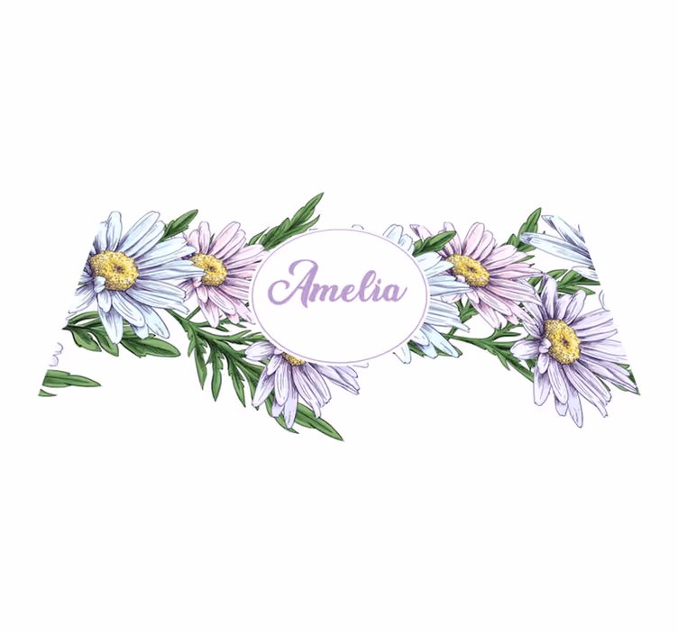Floral vinyl carpet with daisy design and name - TenStickers