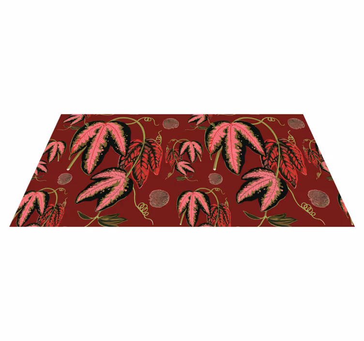 Floral vinyl carpet in warm red maranta colors - TenStickers