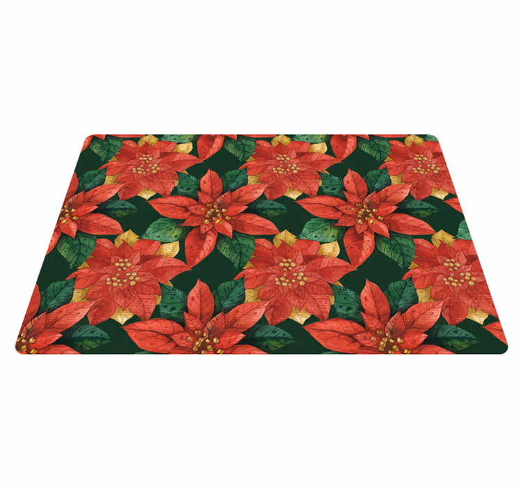Floral vinyl carpet with festive red and green design - TenStickers