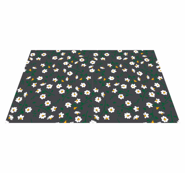 Floral vinyl carpet daisy flower grey background - TenStickers