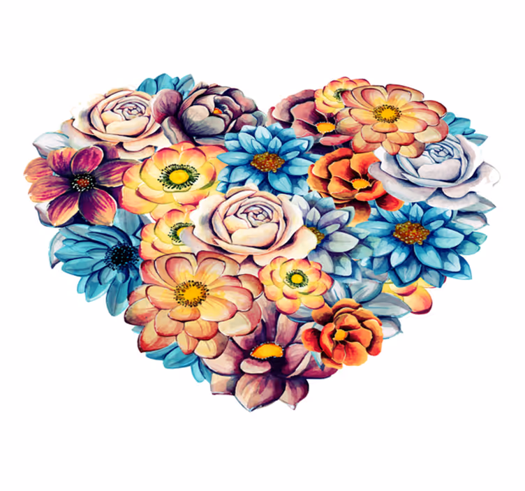 Floral vinyl carpet beautiful heart of flowers - TenStickers