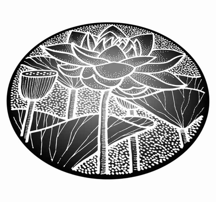 Floral vinyl carpet lotus flower traditional design - TenStickers