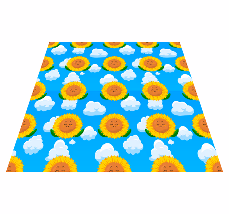 Floral vinyl carpet with a cheerful yellow flower - TenStickers