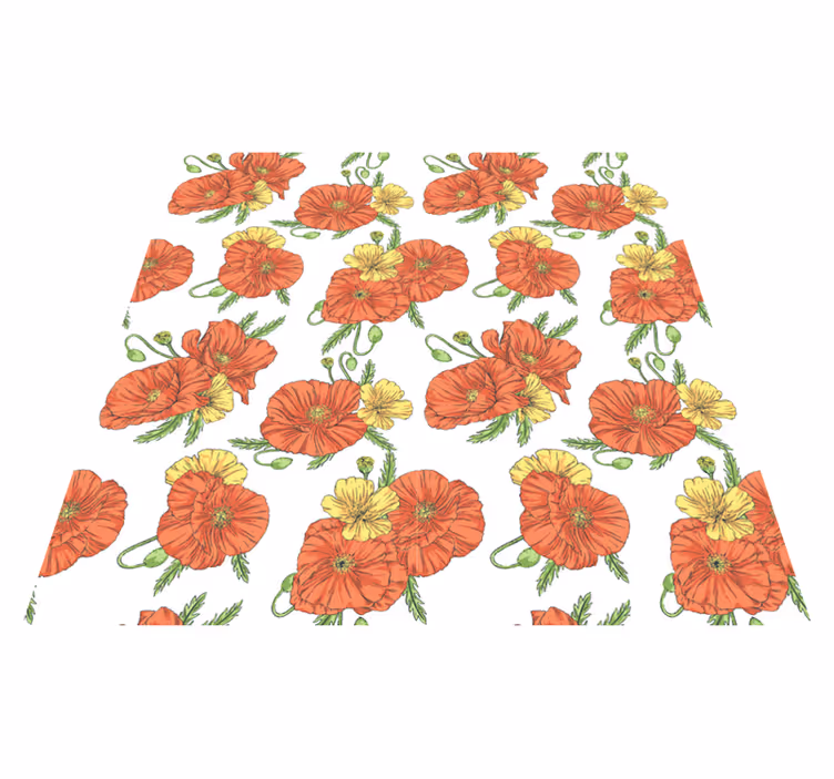 Floral vinyl carpet with poppy flowers design - TenStickers