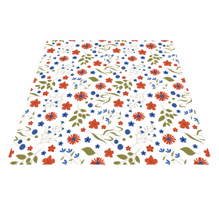 Floral vinyl carpet with blue and red garden designs - TenStickers