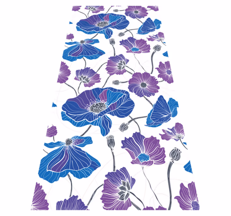 Floral vinyl carpet blue and purple garden flowers - TenStickers