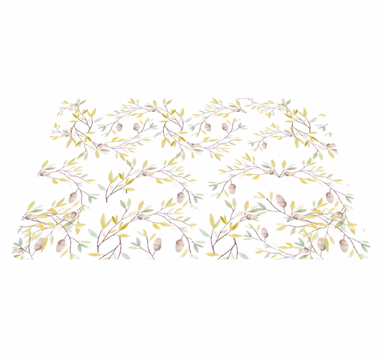 Floral vinyl carpet original watercolor green leaves pattern - TenStickers