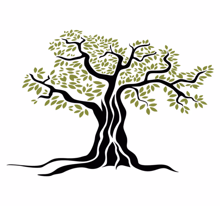 Floral vinyl carpet black olive tree with green leaves - TenStickers