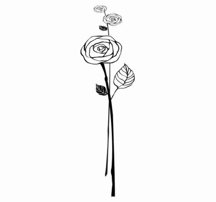 Kitchen vinyl carpet in black and white roses - TenStickers