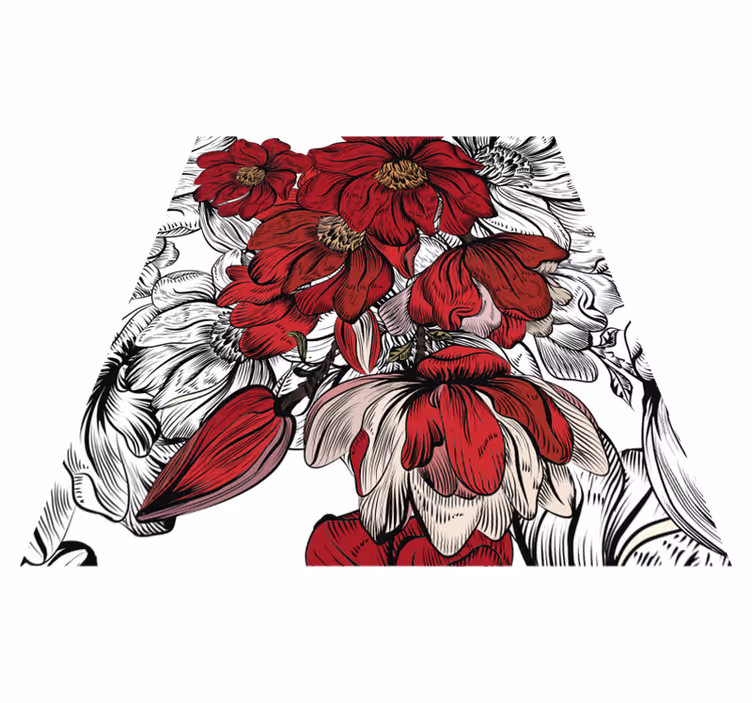 Dining room vinyl carpet with red and white flowers - TenStickers