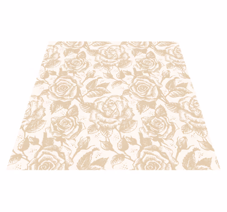 Beige vintage roses dining room vinyl carpet - TenStickers