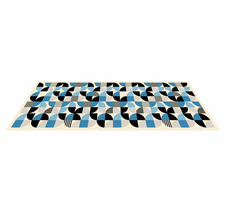 Dining room vinyl carpet with retro blue bauhaus design - TenStickers