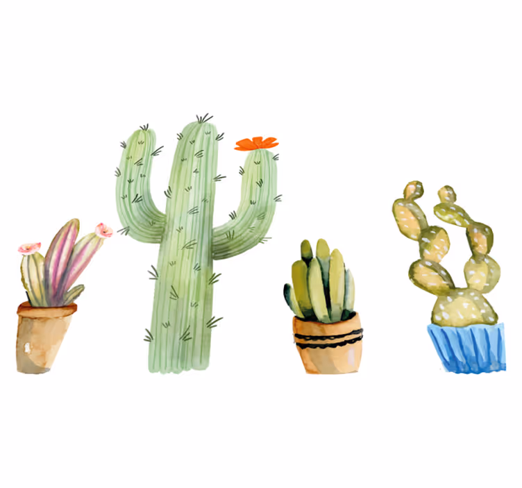 Dining room vinyl carpet cactus collection set - TenStickers