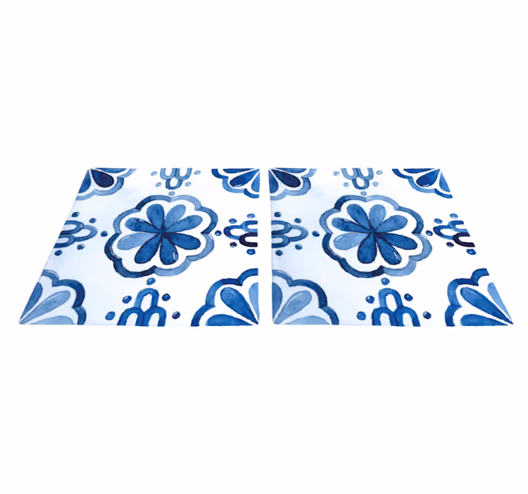 Dining room vinyl carpet with floral tile patterns - TenStickers