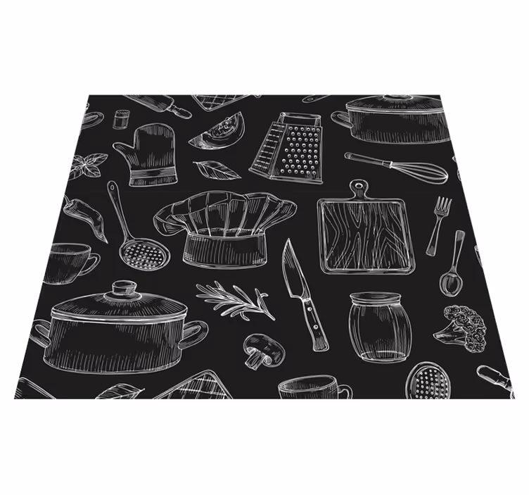 Kitchen vinyl carpet with elegant cutlery design - TenStickers