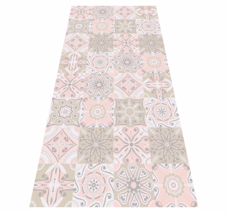 Kitchen vinyl carpet in pink and grey tile - TenStickers