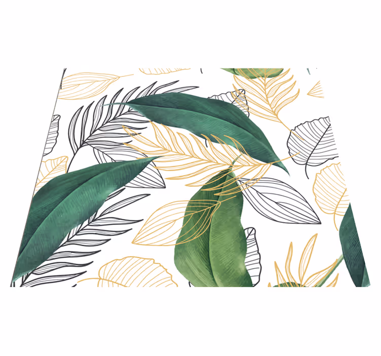 Kitchen vinyl carpet with green and gold leaves - TenStickers