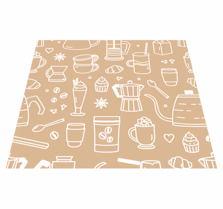 Kitchen vinyl carpet with coffee cups and glasses pattern - TenStickers
