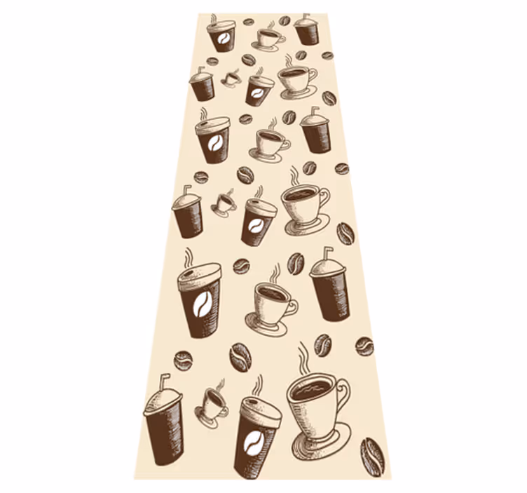 Kitchen vinyl carpet with coffee bean mug design - TenStickers