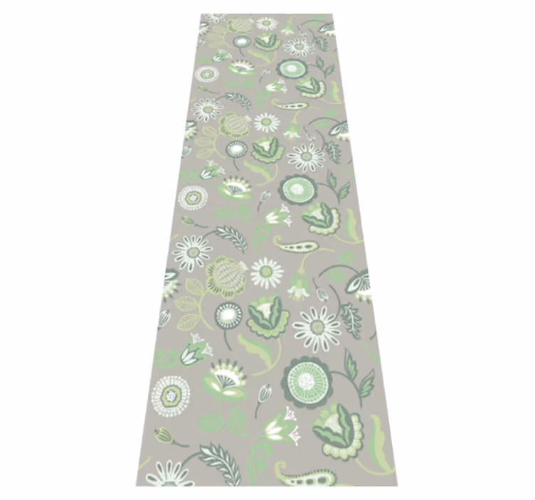 Kitchen vinyl carpet with delicate green floral design - TenStickers