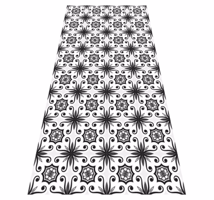 Kitchen vinyl carpet in vintage black tile design - TenStickers