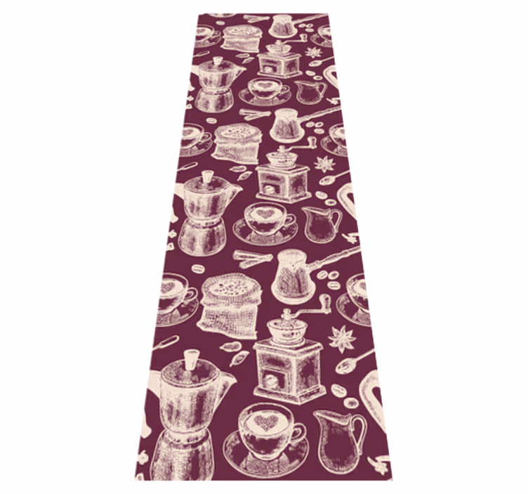 Kitchen vinyl carpet with coffee pattern design - TenStickers