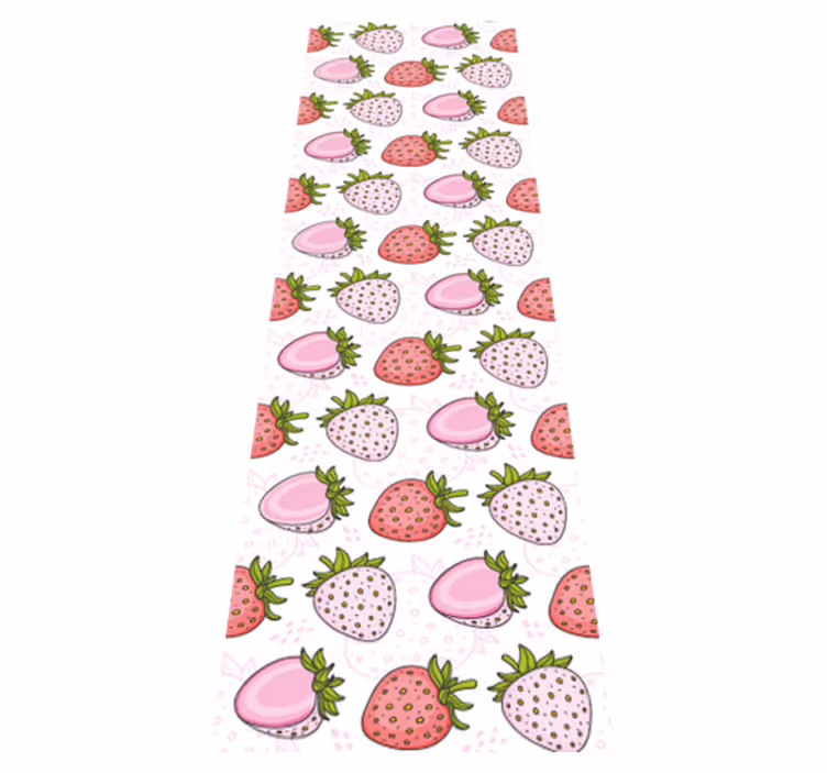 Kitchen vinyl carpet seamless pink and red strawberries - TenStickers