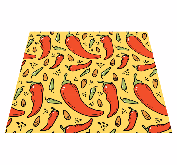 Kitchen vinyl carpet with red and green chili - TenStickers