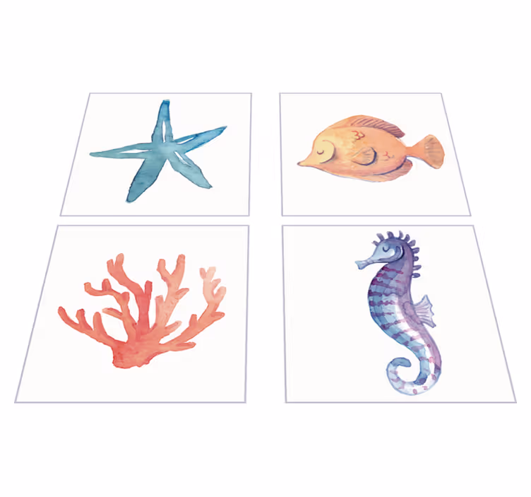 Bathroom vinyl carpet marine animals - TenStickers