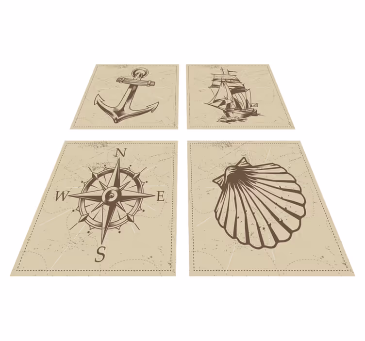 Bathroom vinyl carpet with sea themed tiles - TenStickers