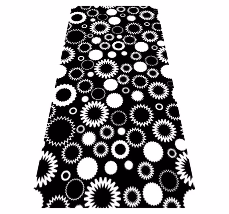 Bathroom vinyl carpet with black and white sunflowers - TenStickers